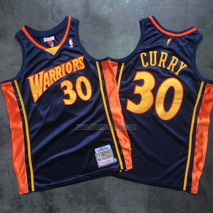 Camiseta Golden State Warriors Stephen Curry NO 30 Mitchell & Ness 2009-10 Azul